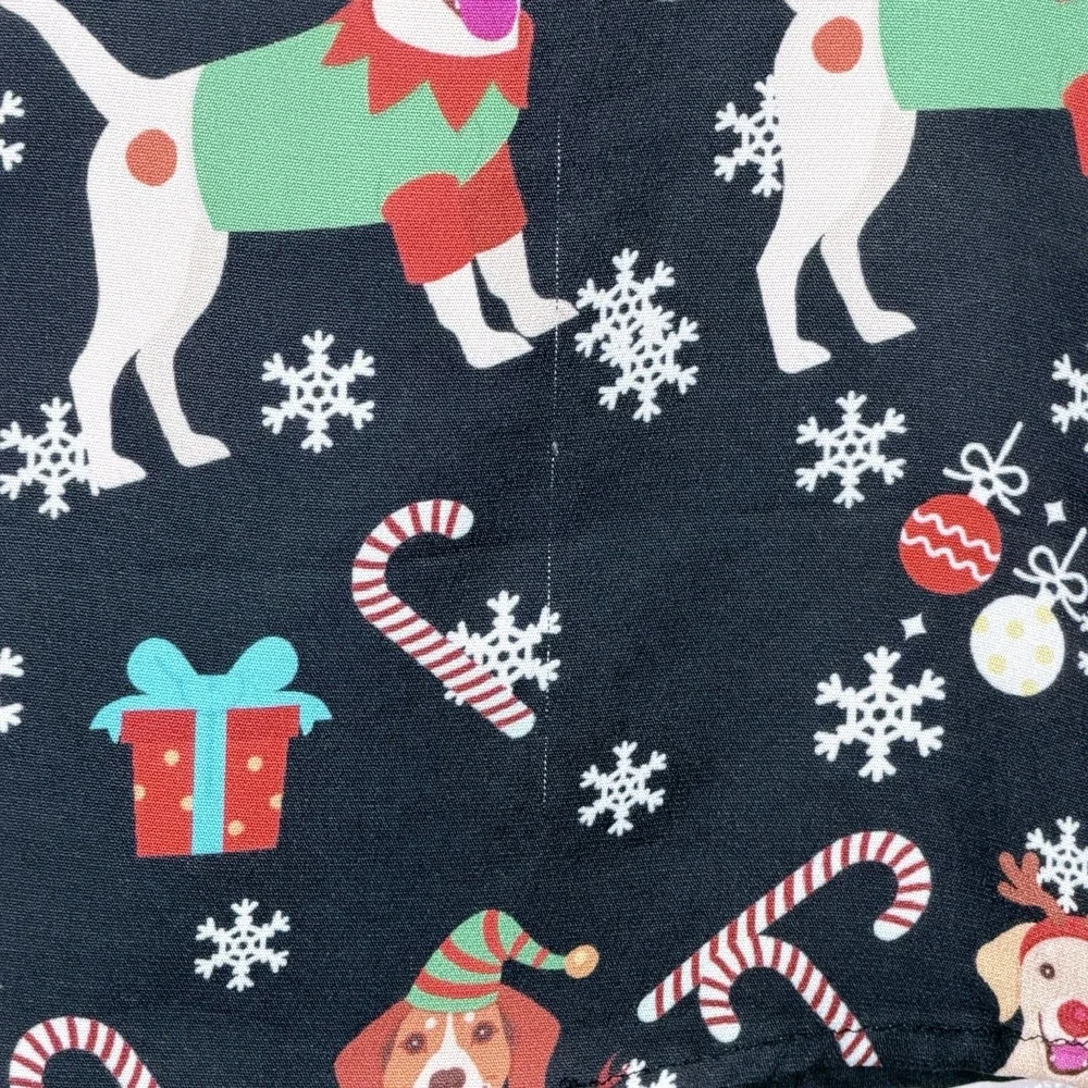 Boys Christmas Dog Button Up Shirt‎ Youth L 10/12 Holiday Santa Reindeer Novelty